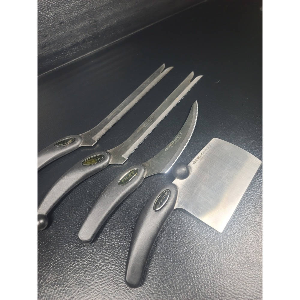 MIRACLE BLADE 3 ROCK N CHOP And Scoop ,SLICER,FILET (LOT OF 4, Sharp